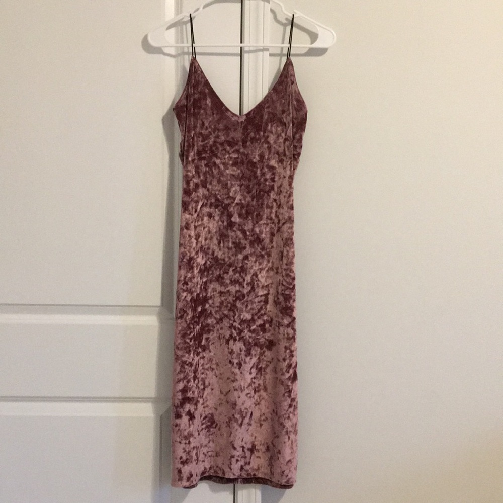 Long pink velvet dress
